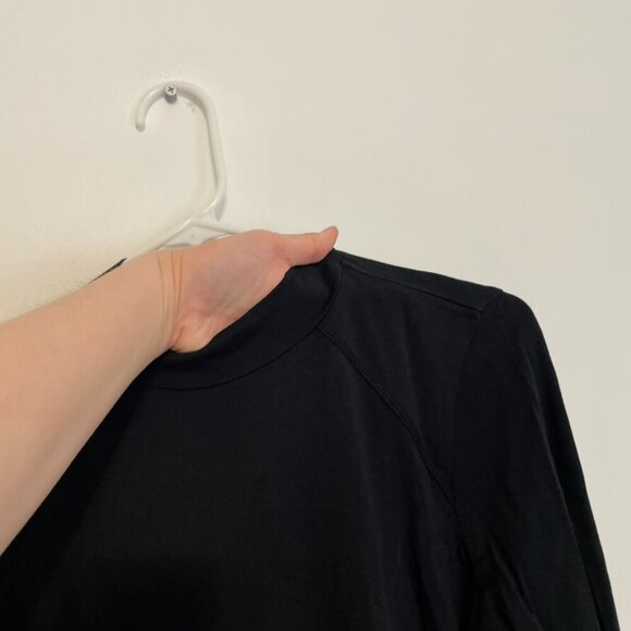 LOGO BY LORI GOLDSTEIN Principles 3/4 Sleeve Mock Neck Top Solid Black Cotton S - Picture 6 of 15